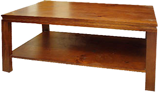 SANTORINI THIN LEG PINE COFFEE TABLE WITH SHELF